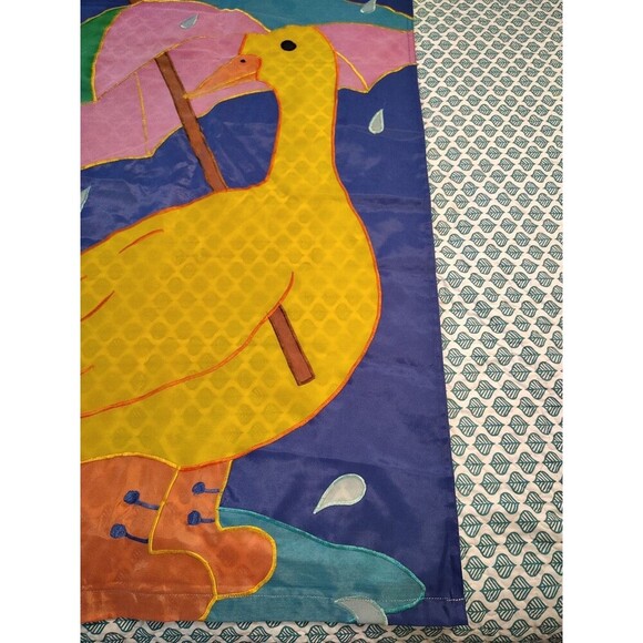Spring Rain Duck Rain Boots Garden House Banner Flag 27.5" x 43" Umbrella - Picture 5 of 10